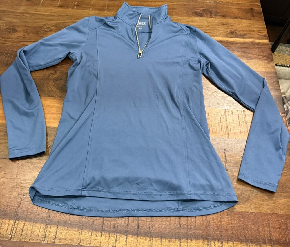 DOVER SADDLERY Blue Stretch 1/4 Zip Long Sleeve Insect Shield Shirt - M